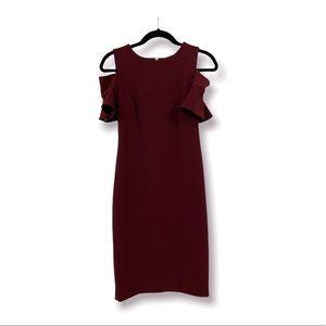 Calvin Klein Maroon Cold Shoulder Dress